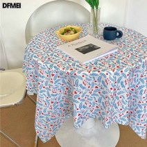 DFMEI 식탁보 피크닉보 ins, 90*150CM(책상용), 산사나무 꽃가지(고정스티커 배달)