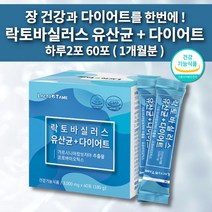 살빠지는 비만균 지방 세균 감소 뚱보균 살 빼는 유산균 다이어트 가르시니아 캄보지아 락토바실러스 루테리 1개월 장 건강 좋은 람노스 플란타럼 유산균 요구르트맛 60포, 1개