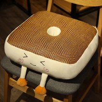 Ins futon 쿠션 여름 홈 침실 등나무 다다미 양면 이중 목적 의자 쿠션 쿠션, 40*40*13, 귀여운 토스트 판매