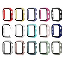 알피나케이스 애플워치 강화 유리 풀커버 컬러 케이스 44mm, 씨 블루
