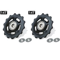 mtb bike pulley jockey wheel pom 11t12t13t14t 베어링 자전거 리어 디레일러 풀리 롤러 시마노 sram용 리어 가이드 휠, 2개 14t