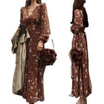 리더퀸 1-A-173 여성원피스 플라워 원피스 긴팔원피스 긴팔 롱원피스 미디원피스