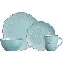 Pfaltzgraff Remembrance Dinnerware Set 16 Piece Green Teal