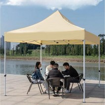 야외용천막 행사 캐노피 그늘막 몽골텐트 접이식, 3x3 4면 반투명