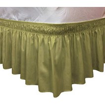 ct할인점 신축성 러플 베드스커트 이지워프어라운드 킹퀸사이즈 베드스커트 핀포함 (킹퀸 헌터그린), 왕 여왕, 세이지 그린