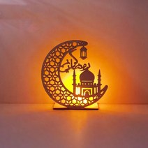 차량용 종교용품 자동차 장식 불교 티베트어 기도 Fengrise Wood Moon Eid 무바락 Led 라이트 EID 자동차, 01 Castle