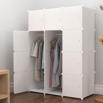 조립식 간이 미니 행거 옷장 큐브수납장18p+옷걸이봉3p.아도라하우스, 화이트