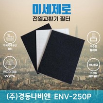 경동나비엔 ENV-250P 전열교환기필터 아파트환기장치필터 (H13등급헤파필터1장+카본탈취필터2장) 미세제로, 자가교체