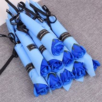 비누꽃 비누꽃바구니 꽃다발 플라워박스 105pcs 비누 장미 꽃다발 fridend, 푸른, 10개