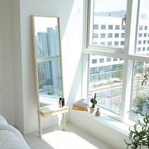 우드리퍼블릭 비산 파손 방지 안전유리 좌식 원목 서랍 전신거울, 01_원목서랍 좌식 거울(소형)(400*900)