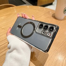 갤럭시 S21 울트라 휴대폰 쉘 마그네틱 Galaxy S21Ultra 보호 커버 전기 도금 투명 s22 + 고급 실리콘 모든 항목을 포함하는 낙하 방지, 삼성 갤럭시 S22+, 06.실버