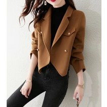 Momolatti 여성 쇼트한 자켓 겨울 카라넥 단추 심플 자켓