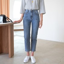 데일리앤 느와르 여성용 3기장 S-2XL 여성 히든밴딩 데님 팬츠 보이핏 스판 일자핏 가을 사계절 청바지