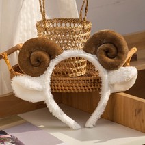 머리띠 귀여운 양 뿔 머리 장식 헤어 액세서리 뽀글이 헤어밴드 크리스마스 겨울