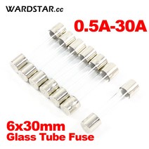 차량 자동차 퓨즈유리관 퓨즈 6x30mm 0.5A 1A 빠른 퀵 블로우 피스