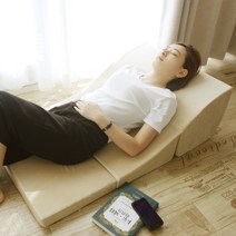 역류성식도염베개 필로우 잠케어 소화베개 척추교정베개 가성비침대 꿀잠 침대, 그림과 같이 + 베이지프렌치융삼단직선패드