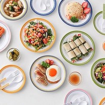 예쁜 캠핑 접시 세트 감성 피크닉 홈파티 플레이팅 그릇 세트 파우치 포함, 블루