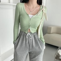 (컬러진짜예뻐요♥) 파스텔 V넥 잔골지 슬림 크롭 가디건