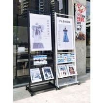 잡지 책장 진열대 전단지 홍보 랙 전단지 디스플레이, 모바일 데이터 랙 블랙포스터 포함
