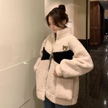 스타일아유 따뜻한 덤블 양털 배색집업 뽀글이 점퍼 여성 여자 잠바