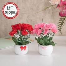 핸드메이드 카네이션 조화 비누 화분 꽃다발 어버이날 스승의날 2, 05.로아카네이션화분Aset 13cm_P-레드