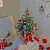 [비솜] 40cm 비쥬미니트리세트 (원목 화분/30P USB전구), 30P USB전구