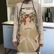 Alphonse-Mucha 아트 앞치마 여성용 옥스포드 패브릭 청소 홈 요리 액세서리, 01 Custom_01 50x75cm