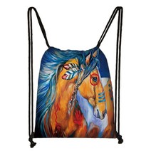승마가방 승마 부츠가방 용품 헬멧 보관 배낭 Galloping 동물 말 인쇄 Drawstring 가방 여성 패션 저장 여행 Bookbag 신발 홀더 선물