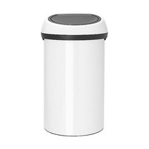 브라반티아 brabantia Brabantia 108686 Touch Bin 60 L with Lid in White/Grey Plastic White 58 x 28 cm 1526, Trash Can, White