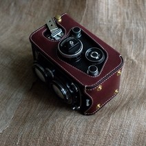 롤라이플렉스용 핸드메이드 소가죽 케이스 rolleiflex3.5f 2.8f 소량재고, 와인 레드, 1개
