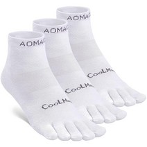 Aomagic 발가락 양말 고 운동용 러닝 다섯 손가락 다채로운 여성 남성용 부드럽고 편안함 경량 A# 3쌍-발목(청록색 플루오레세인 탠저린) 176180, 작은., E4109# 화이트