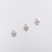 하트 락 큐빅 펜던트 팔찌부자재 귀걸이 목걸이만들기 악세사리도매사이트 키링 만들기, 골드