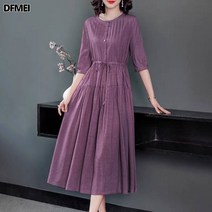 DFMEI 허리 여리여리해 보이는 빅사이즈 미디 원피스