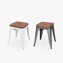 디자인체어 1092 티크원목 스툴 (2 color), 화이트