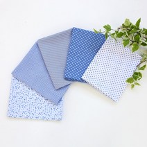 천아트 면혼방 셀버메드 블루시리즈 5종 (6214457) 도트 플라워 스트라이프, 블루바탕땡땡이