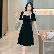 빅사이즈 배모양 몸매 블랙 골프셔츠 테니스원피스 여여름 캐주얼 빈티지 스커트 통통mm 배를 가리고 날씬해 보이는 롱스커트