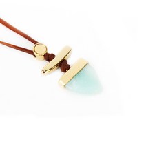 투시에나 N554 아마조나이트 상어이빨 팬던트 캥거루가죽목걸이