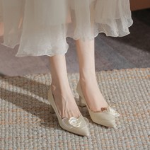 자칠 크리스탈 쉬폰 플라워 셀프 웨딩 파티 화 하이힐 스틸레토 웨딩 슈즈6cm