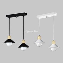 B 우드갓 2등 벤다 소 흑 백 식탁등, 흑색_LED 12W볼구형(형광등색), LED 12W볼구형형광등색