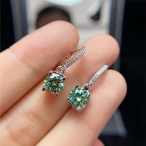 여성 귀걸이 실버 총 2 ct 암소 머리 컷 우수한 D 컬러 VVS1 다이아몬드 테스트 통과 녹색 모이사나이트 드롭 귀걸이 실버 925 보석 선물