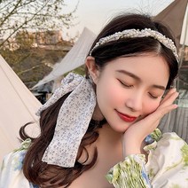 루즈루나 엘레즈 진주 꼬임 머리띠 리본머리띠 연예인 셀프 웨딩 반다나 헤어밴드 아이유 스타일 여성스러운 소녀감성
