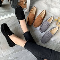 3컬러 겨울 따뜻한 여자 구두 퍼 모카신 단화 스웨이드 로퍼