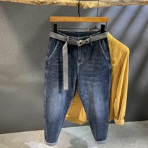 빈티지남자바지 클래식 블루 데님 바지남자 배기 사선 포켓 스키니 와이드체스트 무 긴바지 2022 년 겨울 4998001019
