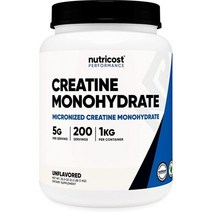Nutricost 크레아틴 모노하이드레이트 5000mg 분말 파우더 1000g, 1개