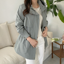 블루종 블루종 후드 케이프 허리 스트링 야상점퍼_B2302JP002A