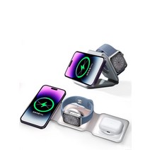 3-in-1 무선 접이식 충전기 15W 고속 충전 Apple iPhone 13 폰 iWatch 시계 AirPods 다기능 충전기, [쓰리인원] 블랙 Type-C