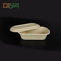 배달용기 친환경 펄프 타원 도시락 세트 700ml 50개