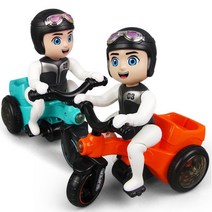 움직이고 묘기부리는 360도 회전 LED 자전거 작동 완구, 스카이블루