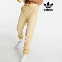 아디다스 오리지널 릴렉스 리스크 벨루어 벨벳 조거 트레이닝 팬츠 베이지 크림 여성