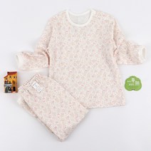 바이루체 플라워 얇은 편면 유아 내의 신생아 내복 아기 옷